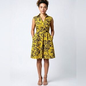 Adrianna Papell Yellow and Black Dress